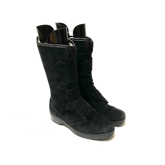 Vintage 1970s black suede fleece lined snow boots - Picture 4 of 9